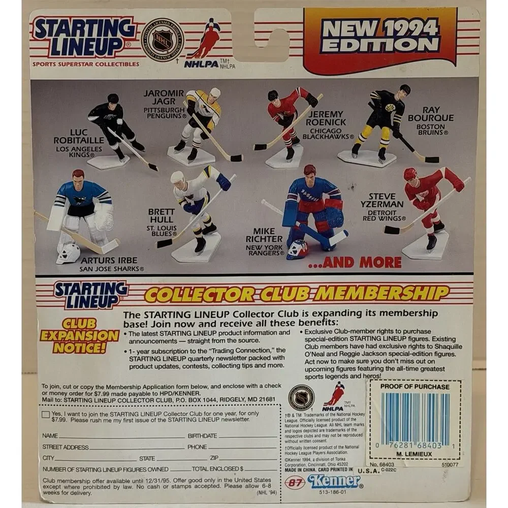 1994 Starting Lineup Mario Lemieux Pittsburgh Penguins Hockey NOS FREE SHIPPING
